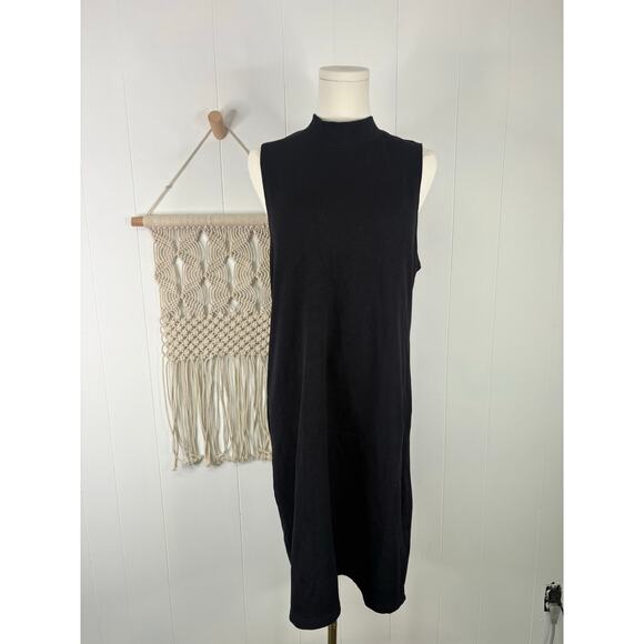Abercrombie & Fitch Black Ribbed Sleeveless Mock Neck Midi Dress Womens Small - Picture 1 of 8
